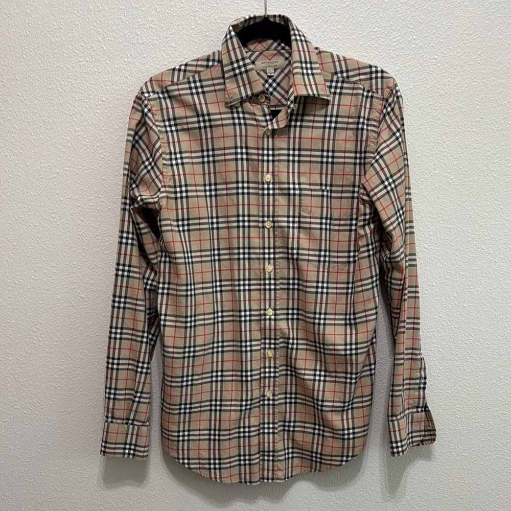 Burberry Beige and Black Checkered Men's Shirt